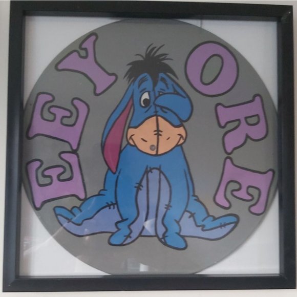 Handpainted Vinyl Record Painting ~ Eeyore Framed - Picture 2 of 4